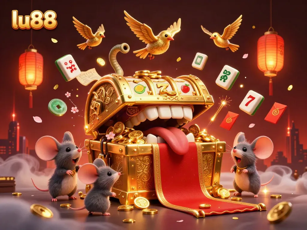 Experience thrilling slots and adventure with LU88's treasure chest and lively game elements.