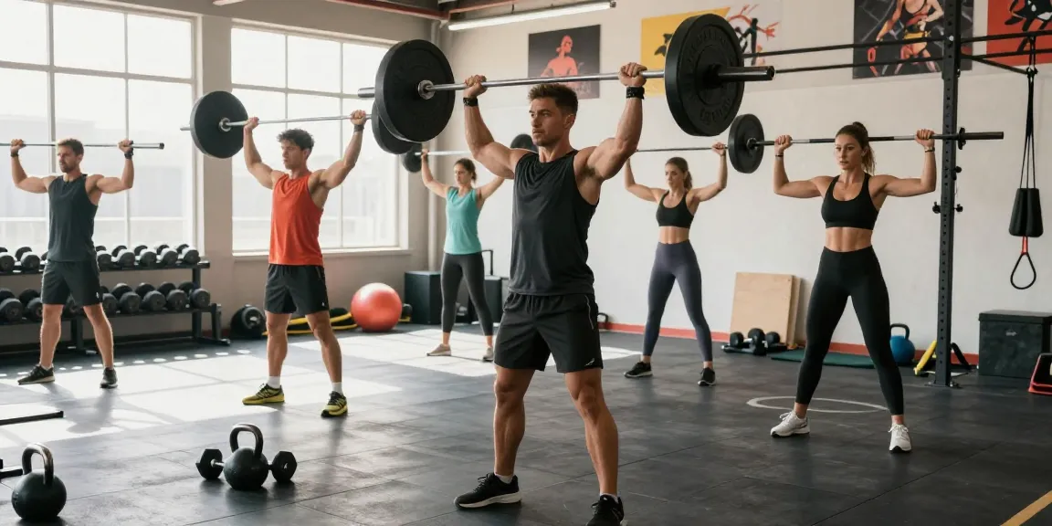 Deus Medical Steroide in einem modernen Fitnessstudio mit Athleten, die intensiv trainieren.