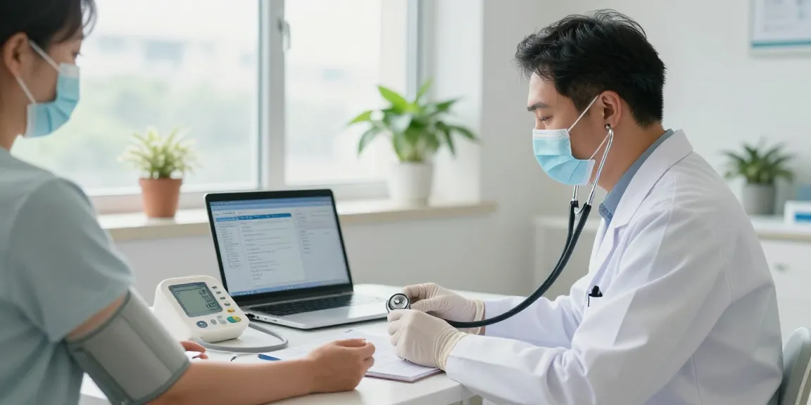 Medical gloves worn by healthcare professional examining a patient, highlighting safety in clinical settings.
