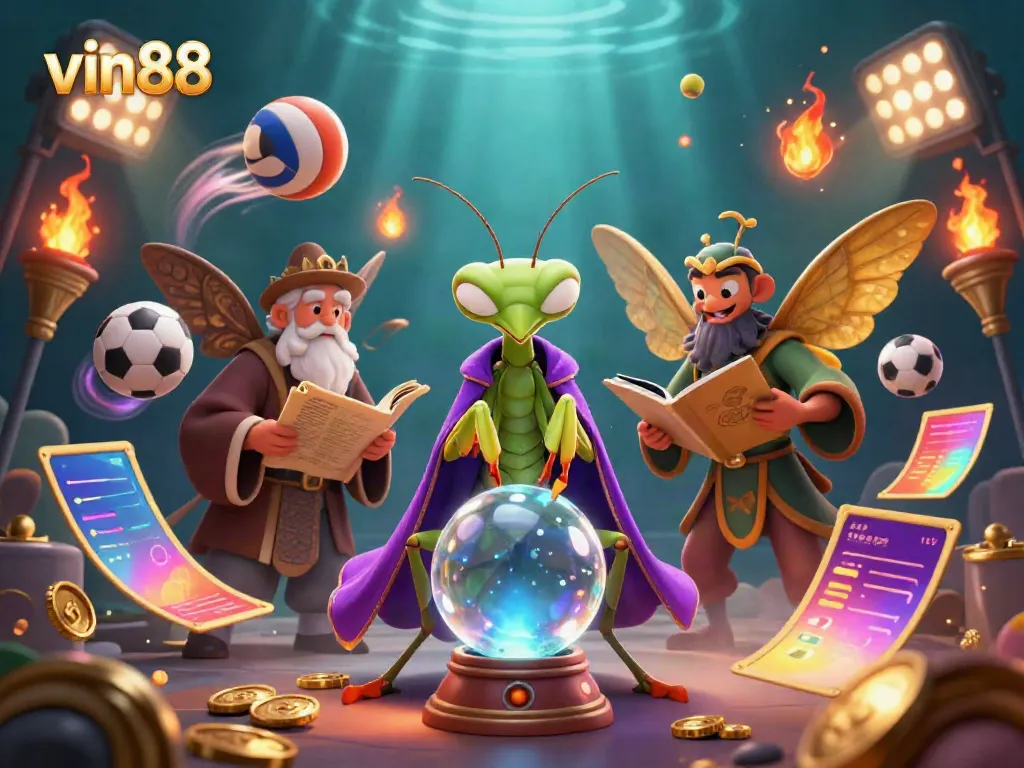 Experience exciting betting at vin88 with dynamic sports elements and mystical characters in a vibrant scene.